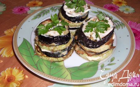 Рецепт Баклажано - кабачковые горки в кляре