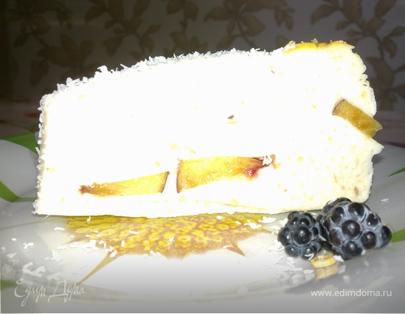 Персиковый торт -суфле "Нежная ромашка"