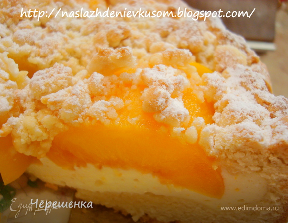 Как приготовить Творожный пирог с консервированными персиками - пошаговое описание