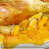 Курица запеченная с тыквой, яблоками и апельсинами.