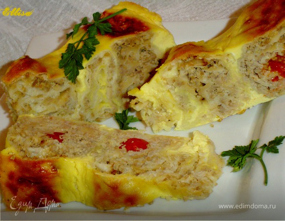 Пирог из лаваша с мясом, сыром, помидорами -черри для Юлии