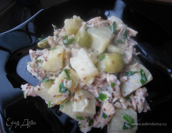 Теплый картофельный салат с телятиной