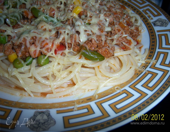 Спагетти с подливой из мяса и овощей - Пошаговый рецепт с фото. Вторые блюда. Блюда из мяса
