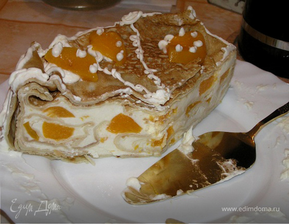 рецепт торта с персиками консервированными и творожным кремом | Дзен