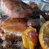 Курица с апельсинами, каштанами и сухофруктами