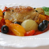 Курица с овощами и оливками