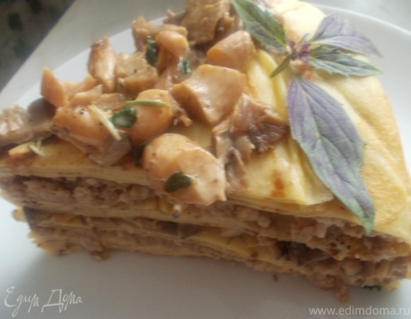Блинный пирог с мясом - Рецепт с фото пошагово