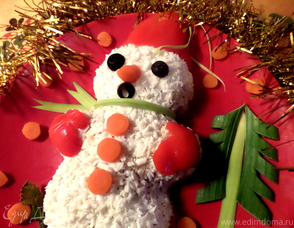 Весёлые снеговики из яиц для новогоднего стола