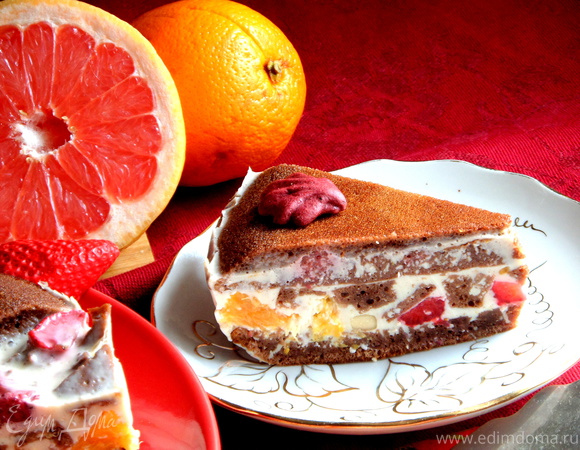 торт из готовых коржей с фруктами и сметаной рецепт с фото | Дзен