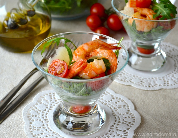 Салат с руколой и креветками, пошаговый рецепт на ккал, фото, ингредиенты - ярослава