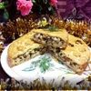 Пирог на майонезе с курицей, капустой и грибами
