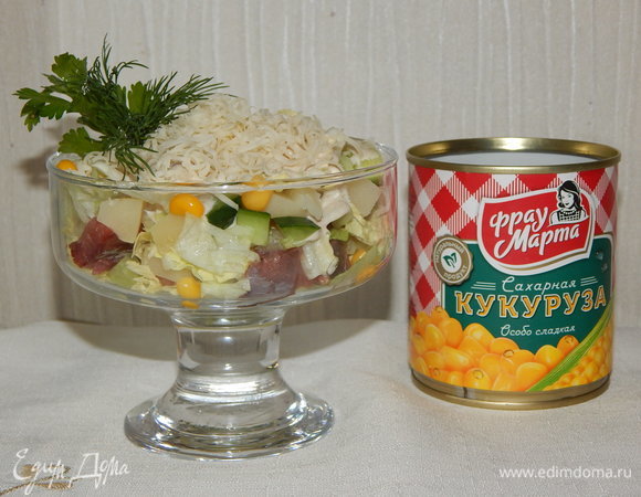 Салат с горбушей и кукурузой
