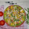 Теплый овощной салат с курицей гриль