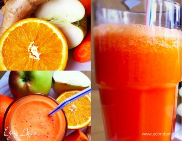 Фруктово-овощной смузи: морковь + яблоко + апельсин