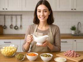 Обновляем оливье к Новому году, не меняя состав: шеф-повар назвала лучшие заправки к салату — от легких до изысканных Обновляем оливье к Новому году, не меняя состав: шеф-повар назвала лучшие заправки к салату — от легких до изысканных