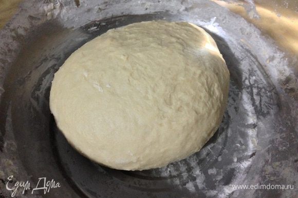 Накрыть тесто и поставить в теплое место на 2 часа или пока оно не увеличится в объеме в 2 раза. Если после первого подъема обмять тесто и дать ему подойти еще раз, то выпечка будет более воздушной.