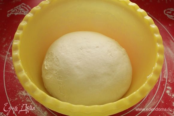 Вымесить тесто и сформировать шар (шарик получается гладким,приятным на ощупь). Накрыть и оставить на 15 минут.