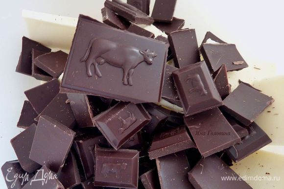 В микроволновой печи или на водяной бане растопить шоколад с маслом.