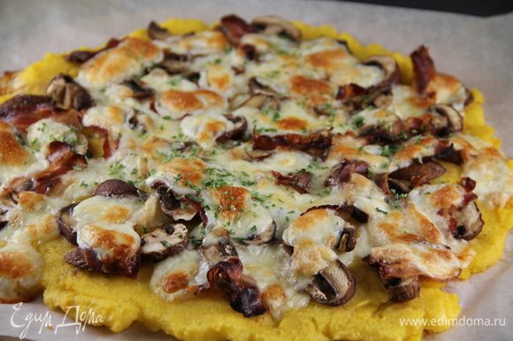 Пицца на готовой основе с грибами — пошаговый рецепт с фото