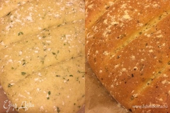 Переложить аккуратно хлеб на противень и выпекать 30-35 минут. Готовый хлеб полностью остудить на решетке.