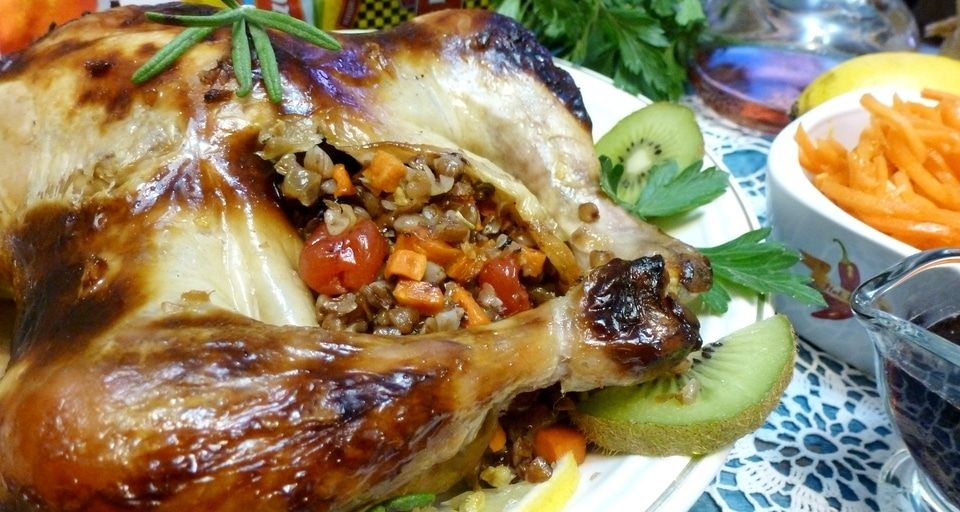 курица с вишней в духовке