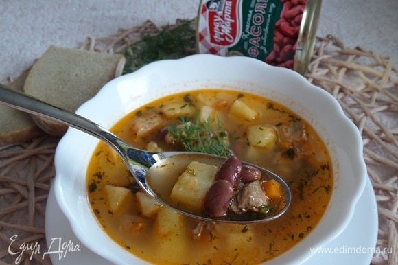 Куриный суп с консервированной белой фасолью: рецепт с фото пошагово