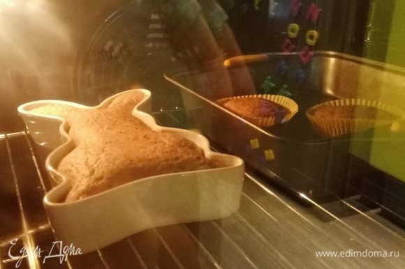 В разогретую до 180°C духовку отправляем кекс на 50–60 минут. Ориентируетесь по своей духовке, везде печет по-разному. Готовый кекс проверяйте зубочисткой, она должна быть сухой.