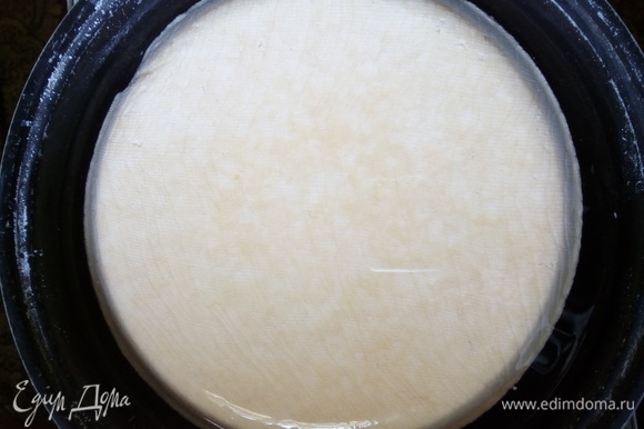Приготовьте рассол для посолки сыра: нагрейте воду до 70–80°C, растворите в ней соль, хлорид кальция и уксус, поставьте остывать в холодильник. Сыр нужно взвесить, чтобы определить точное время посола. На каждые 500 г сыра — 3 часа посола. В середине нужного времени сыр перевернуть. Рассол с сыром нужно держать в прохладном месте, лучше всего в холодильнике. Рассол после можно хранить в том же холодильнике, до следующего сыра.