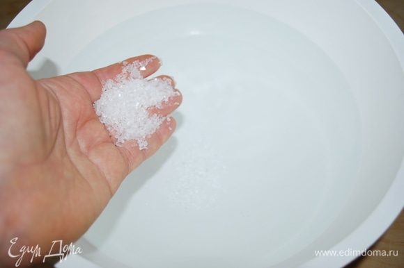 В холодной, а лучше колодезной воде разведите каменную соль.