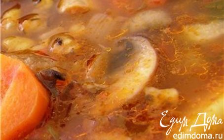 Рецепт Острый томатный суп с грибами и чечевицей