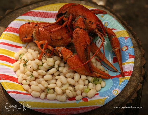 Фасоль с раками