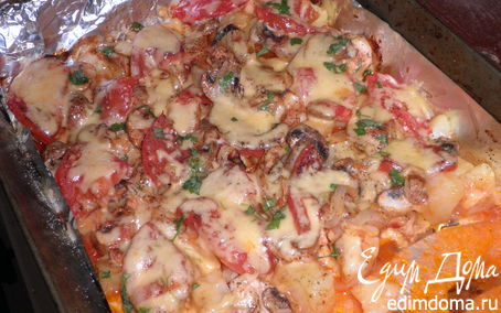 Рецепт Мясо запеченое с картофелем и помидорами