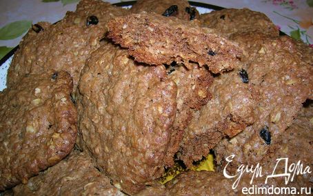 Рецепт Шоколадное печенье с овсяными хлопьями и изюмом