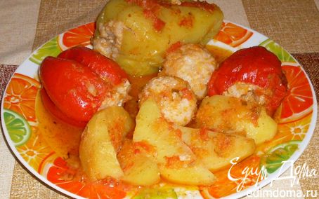 Рецепт Перец фаршированный тушеный с картофелем