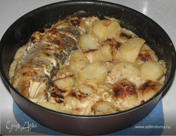 Щука с картофелем и майонезом в духовке