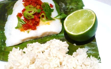 Рецепт Рыба с соусом самбал и кокосовым рисом в пароварке