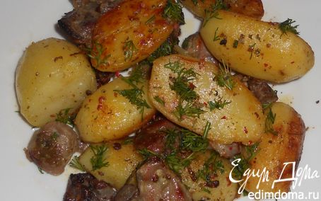 Рецепт Жаркое из картофеля и куриных желудков