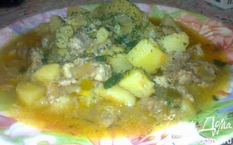 Рецепт Картошка тушеная с мясом и квашеной капустой