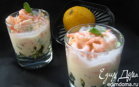 Рецепт Креветочно-авокадный салат под соусом "Айоли"