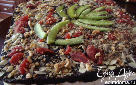 Рецепт Творожно -шоколадный торт с засушенными фруктами и орехами.