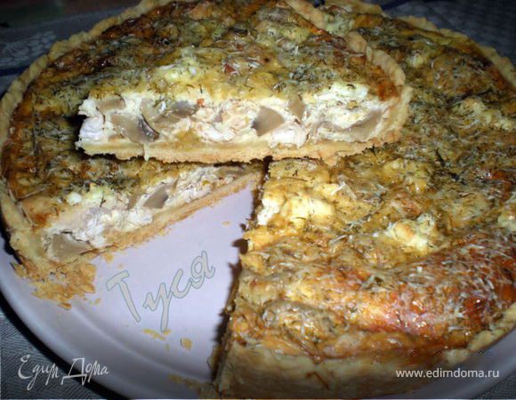 Лоранский пирог с курицей и грибами, пошаговый рецепт на ккал, фото, ингредиенты - Наталья