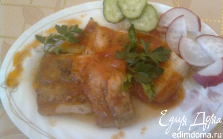Рецепт Запеченная рыбка под томатно-чесночным соусом