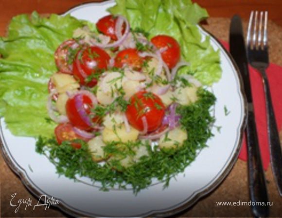 Салат из картофеля с помидорами по-деревенски