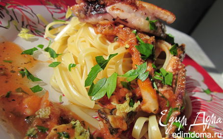 Рецепт Спагетти с дарами моря (меню итальянского обеда №1)