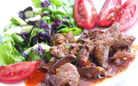 Рецепт Потрошка барашка тушёные в томатном соусе с чесноком и белым вином.