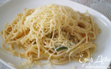 Рецепт Спагетти с овощами.