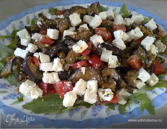 Салат из баклажанов, брынзы, помидоров и орехов - простой и вкусный рецепт с пошаговыми фото