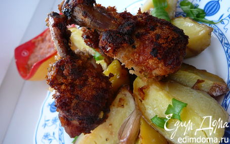 Рецепт Куриные крылышки с картофелем.