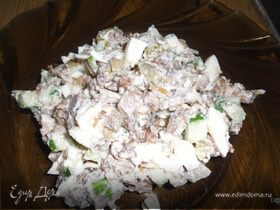 Салат из куриной печени с грибами