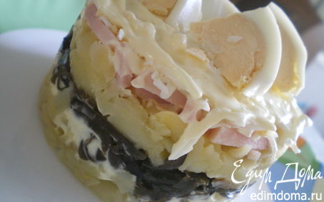 Рецепт Слоёный салат с морской капустой.